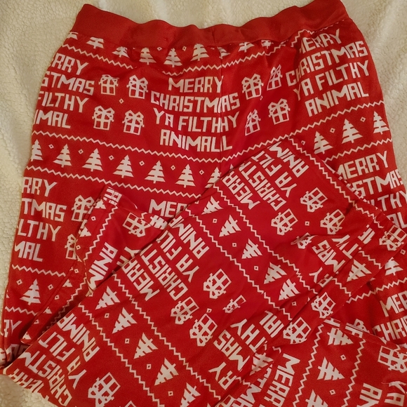 Merry Christmas ya filthy animal  lounge/sleep mens pants.Men's XXL. Red & white - Picture 6 of 6